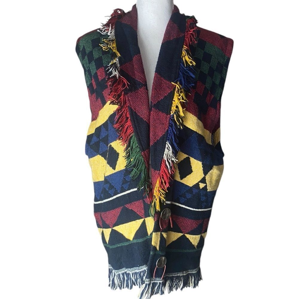 E. Clair Designs Vintage Western Aztec Southwestern Print Blanket Vest OS